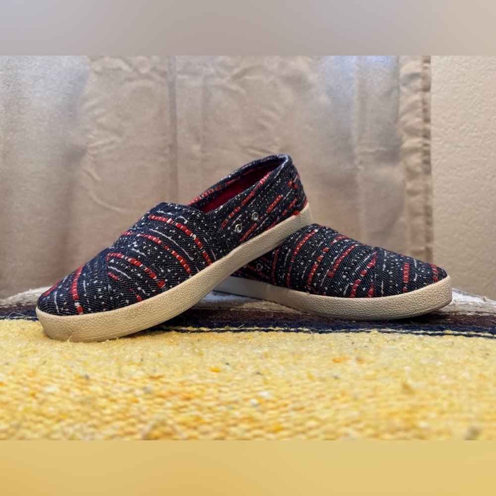 Toms Black and Red Flats